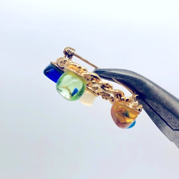 Vintage Polished Stone Brooch RARE! - Picture 4 of 17